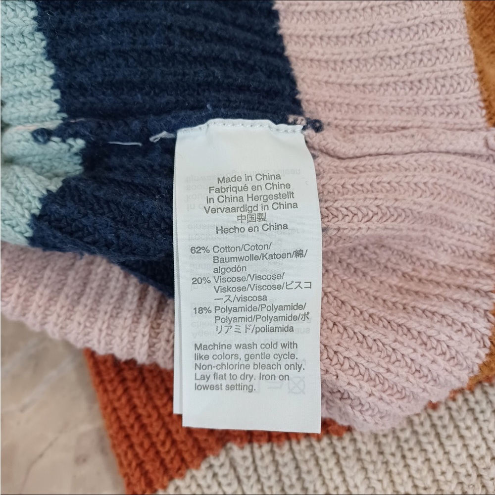 Madewell Crewneck Cotton Long Sleeve Striped Multicolored Winter Sweater Top - Picture 4 of 7